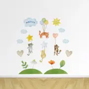 Whiskers and Balloons: Cat-Themed Fabric Wall Decal Collection
