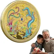 Qikam Year of The Dragon Commemorative Coin - Dragon and Phoenix Auspiciousness Lucky Coin,Auspiciousness Lucky Coin Chinese Challenge Coin to Bring Auspiciousness Lucky Coin for Wealth Luck