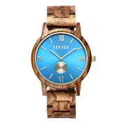 Leftly Men Wooden Watch Handmade Lightweight Quartz Movement Wristwatch
