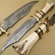Custom Made Damascus Knife Gift Forged DAMASCUS Steel Bowie Knife Gift For Dad