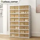 32 Pairs Shoe Rack Foldable Display Clear Case Sneakers Cabinet Storage Box