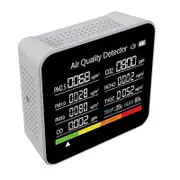 9 In1 Air Quality Monitor Meter Carbon Dioxide Detector TVOC HCHO PM2.5 PM1.0 PM10 Temperature Humidity Detection white