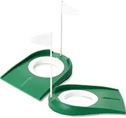 2 Pack Green Golf Putting Cup Indoor Golf Putting Practice Training Aids Putting Mat, Golf Putting Hole Cup and Flag