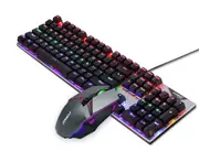 K63 104 Key Silver Blue Switch Wired Keyboard and Mouse Set Game Luminous Keyboard USB Internet Cafe Real Mechanical Keyboard