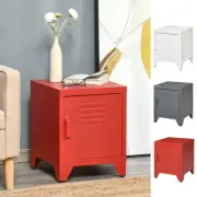 HOMCOM Locker-Style Nightstand Storage Side Table w/ Shelf & Metal Frame
