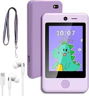 PTHTECHUS Kids Smartphone with Music Game, 3.8 Inch Large Touchscreen Mini Pad Toy with MP3 Dual Cameras 16 Game Calculator Pedometer Flashlight Small Phone Present for 4-12 Girls Boys Gifts (Purple)