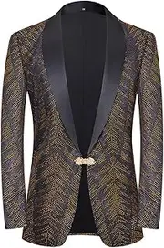 [HEYDHSDC] Men's Shiny Gold Purple Rhinestones Suit Jacket Groom Wedding Formal Tuxedo Singer Host Stage Blazers