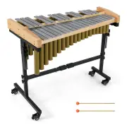 Costway32 Note Marimba Aluminum Xylophone with Rubber Wood Base-Golden