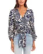 Karen Kane Blouson Sleeve Tie Front Top