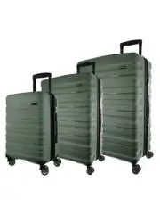 Pierre Cardin Hard-shell 3-Piece Luggage Set in Moss