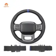 MEWANT Embossed Black PU Leather Steering Wheel Wrap for Ford F-150 Lightning