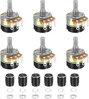 uxcell 6 Pack WH138 Potentiometer 20K Ohm Single-Joint Variable Resistors 3 Terminals Linear Taper Rotary with Knob Cap for Audio Volume Control