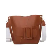 Simply Crossbody Bags PU Leather Solid Color Simple Bucket Street Satchel Clasp Travel Small Handbags for Women