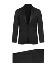 satin-lapels virgin wool dinner suit IT54 Black