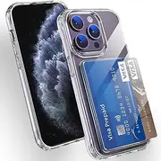 Lumobrilla Wallet for iPhone 11 Pro Max Case with Credit Card Holder,Up to 2 Cards,Anti-Yellowing,Shockproof Protective Cover Soft TPU+Hard PC Slim Fit Phone Case for iPhone 11 Pro Max,Clear