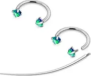 [Tvalccoy] F136 Titanium 16g 8/10mm Opal Horseshoe Septum Lip Rings Piercings Cartilage Helix Daith Earrings Jewelry for Women