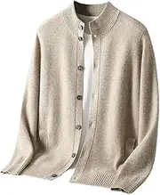 [Dninmim] Men's Semi-Turtleneck Knitted Coat Wool Thick Cardigan Sweater Business Casual Sweater Coat Tops