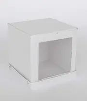 14” x 14” x 14” Tall Height Cake Box with Front Clear Window - Gloss White