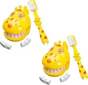 Giraffe Early Education Brushing Toys - 2 Pack Teeth Model Toy for Toddler, Dentals Teeth Care Model with Giant Toothbrush for Kids Teaching Supplies, Kids Dentals Care Teaching Demonstration Model