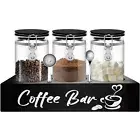 Glass Coffee Containers with Shelf Coffee Station Organizer 54oz Black Glass ...