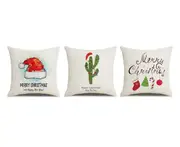 P130 3PCS 45*45cm Christmas Hat Pattern Pillow Case Holiday Home Decoration Cover Sofa Cushion Cover Bedroom Pillow Case