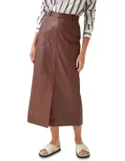 [Oxford] Anna Nappa Leather Pencil Skirt in Maroon