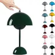 New Wireless LED Flowerpot Table Lamp - Northern Europe Retro Touch Dimmable Mushroom Light With 3 Brightness Modes, Decorative Battery Operated Bedside Lamp, Green