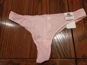 NWT B TEMPT'D by Wacoal NYLON SPNDX MESH THONG PANTIES 976198 950 PINK L