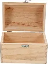 HOLIDYOYO Box White Wooden Box Wood Treasure Painted Graffiti Decorative Storage Chest Wooden Painting Crafts Unpainted Wood Container Wooden Treasure Chest Beige