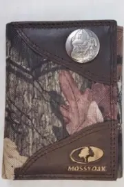 ZEP PRO Georgia Bulldogs MASCOT Mossy Oak Camo Leather Trifold Wallet Tin Box