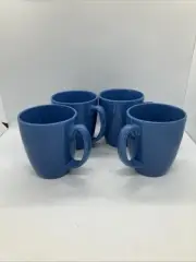Set Of 4 Corelle Stoneware Blue Coffee Tea Cup Mugs