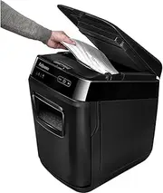 [Fellowes] Auto Feed 150C Paper Shredder, 150 Sheet Cross Cut Small/Home Office Automatic Shredder with Silent Shred Technology, Black, Grey