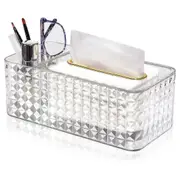 Tissue Box & Desk Organizer, Rectangular Tissue Box Exquisite Acrylic Tissue Box for Remote Control Glasses, Multifunctional Tissue Box Storage Box, 2