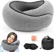 Flyhugs Neck Pillow, Wander Plus Travel Pillow, Wander Plus Travel Neck Pillow, Memory Foam Travel Pillow, Stowable U-Shaped Pillow (Wear Eye mask)