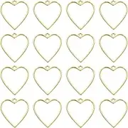 uxcell 16 Pcs Open Bezel, Heart Resin Bezels Pendants Open Back Bezels Metal Hollow Frame Charm for DIY Resin Crafts Earrings Jewelry Making, Bright Gold