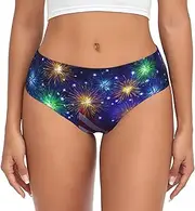 [SAAKE] Firework American Flag 4Th of July Print Women's Briefs XS S M L XL XXL 3XL 4XL Plus Size Briefs Bikini Ladies Underpants