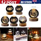 3D Galaxy Crystal Ball Night Light with Wooden Base Moon Planet Globe Table Lamp