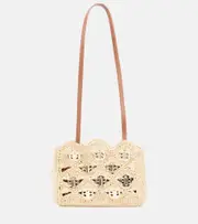 [Rabanne] Rabanne Nano leather-trimmed raffia shoulder bag One Size neutrals