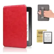 StylePro Kindle Package, Paperwhite 7" & Colorsoft 7" case with hand-strap plus screen protector, red