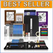 Complete Drawing & Sketching Artist Kit - 54 Pieces with 4 Sketch Pads Included