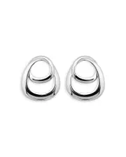 Aqua Double Interlocking Front Facing Hoop Earrings in Sterling Silver - Exclusive