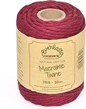 50M Spools - Everlasto Single Twist Soft Cotton Coloured Macrame Craft Twine 38/6 (4mm approx) (Burgundy)