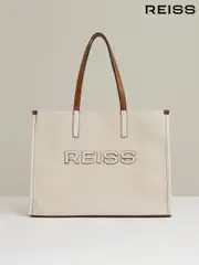 Reiss Natural Lola Canvas Logo Tote (AW6779) | $195