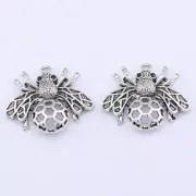10pcs Antique Silver Honeybee Bee Bees Insect Charms Pendants 33x37mm