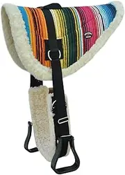 Horse Western Treeless Faux Fur Padded Serape Acrylic Bareback Pad Stirrups 39248v