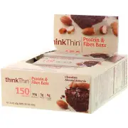 ThinkThin, Protein & Fiber Bars, Chocolate Almond Brownie, 10 Bars, 1.41 oz (40