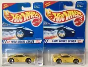 Hot Wheels 1995 Model Series Yellow Ferrari 355, 5-Hole & 3-Spoke VARIATIONS