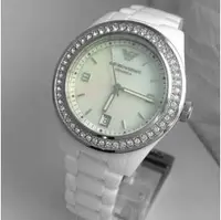 在飛比找PChome商店街優惠-ARMANI 白色陶瓷晶鑽女錶 AR1426 (特價出清)