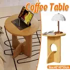 Wooden Round End Table Sofa Side Table for Living Room Corner Simple Furniture