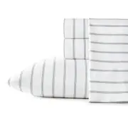- Sheets, Cotton Percale Bedding Set, Crisp & Cool King Trenton Stripe Green